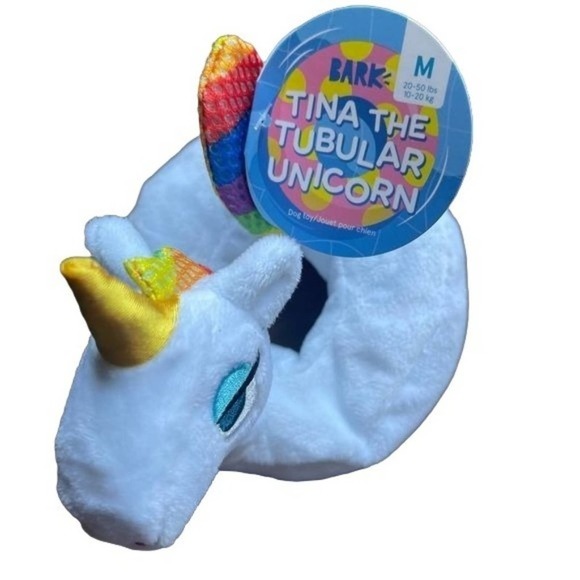 Bark Dog Chew Toy Tina Tubular Unicorn Pool Crinkle Squeaky barkbox New Gift - Picture 7 of 7
